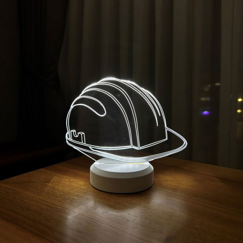 3-D hard hat LED table lamp