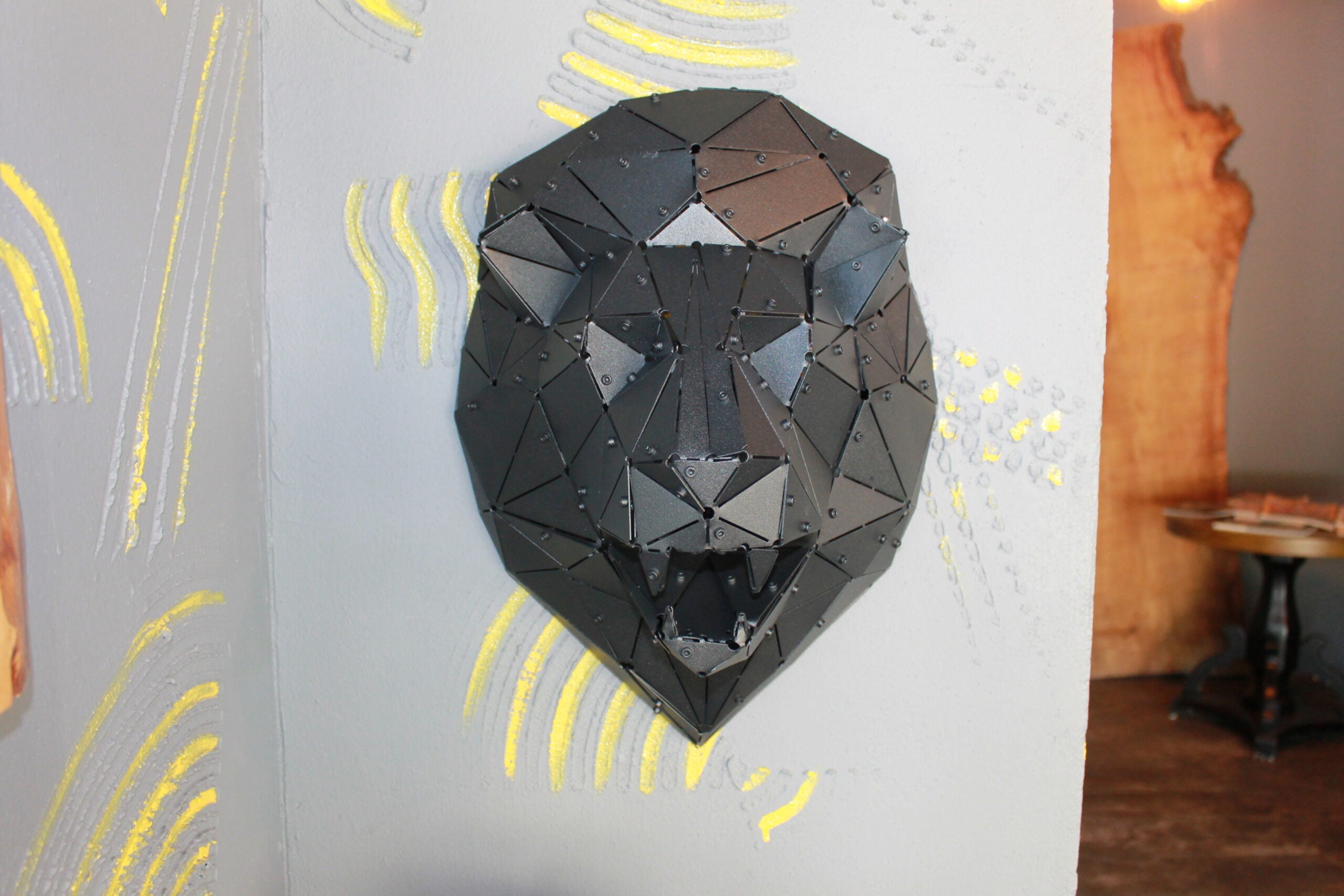 3D Metal Geometrik El Yapımı Aslan Heykeli | ByLamp