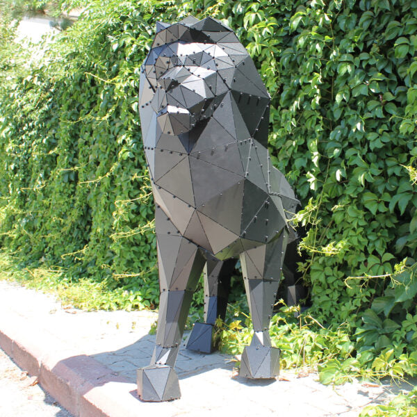 3D Metal Geometrik El Yapımı Aslan Heykeli | ByLamp