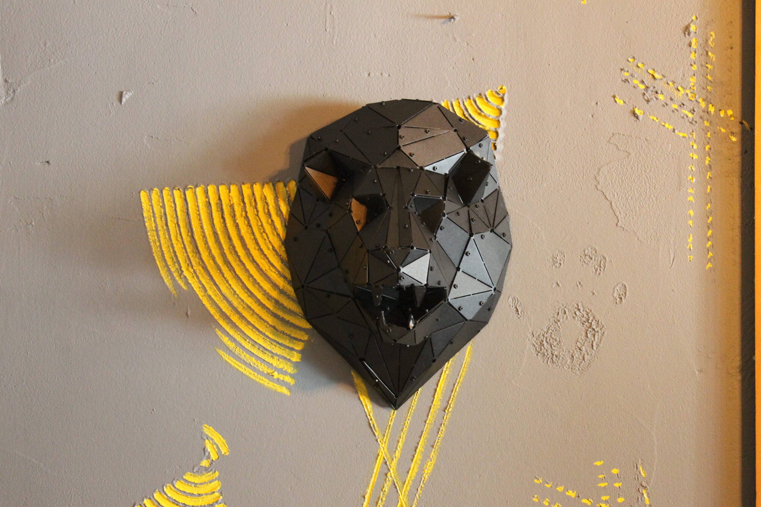 3D Metal Geometrik El Yapımı Aslan Heykeli | ByLamp