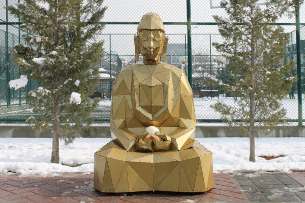 3D Metal Geometrik El Yapımı Buddha Heykeli | ByLamp