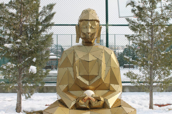 3D Metal Geometrik El Yapımı Buddha Heykeli | ByLamp