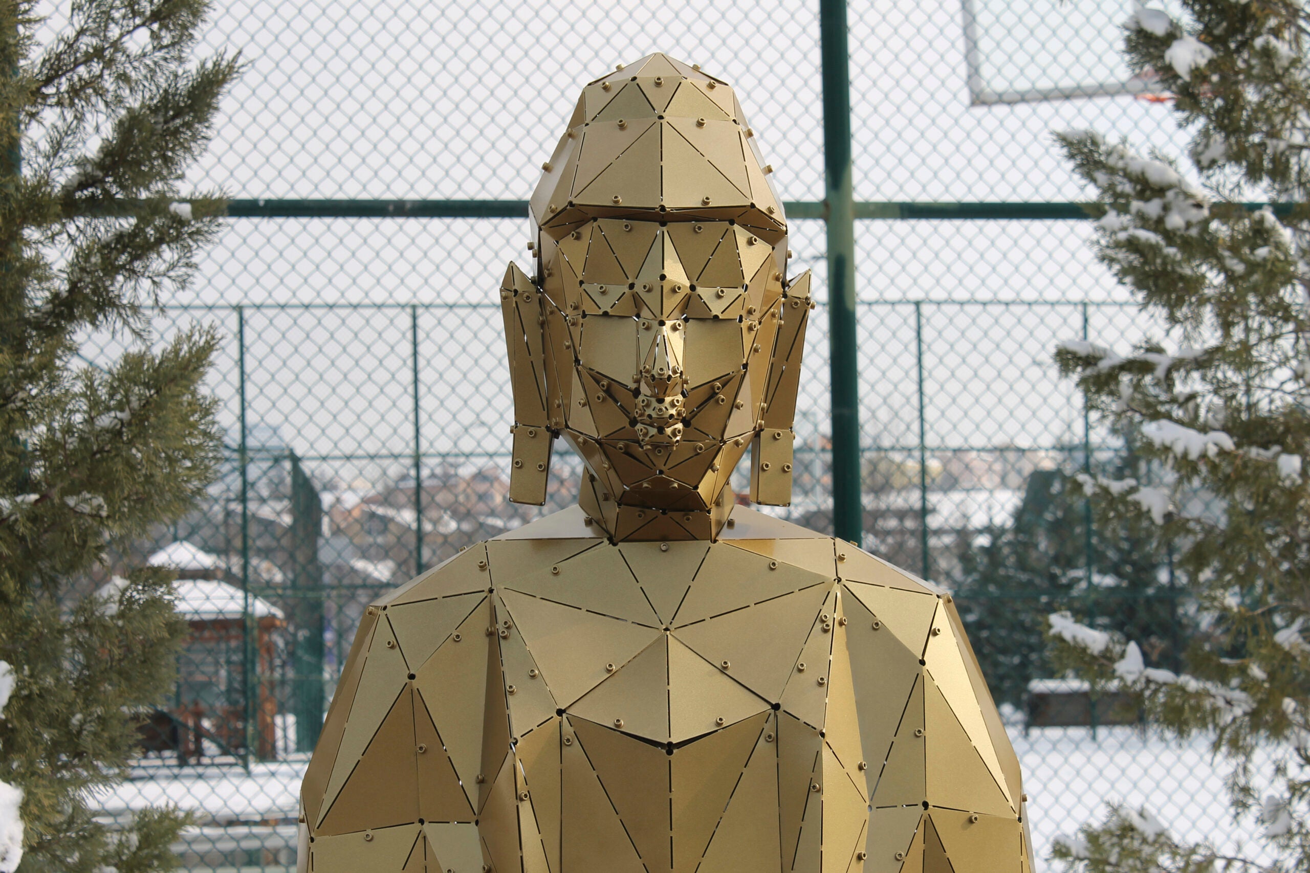 3D Metal Geometrik El Yapımı Buddha Heykeli | ByLamp