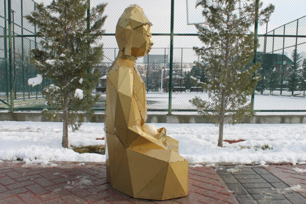 3D Metal Geometrik El Yapımı Buddha Heykeli | ByLamp