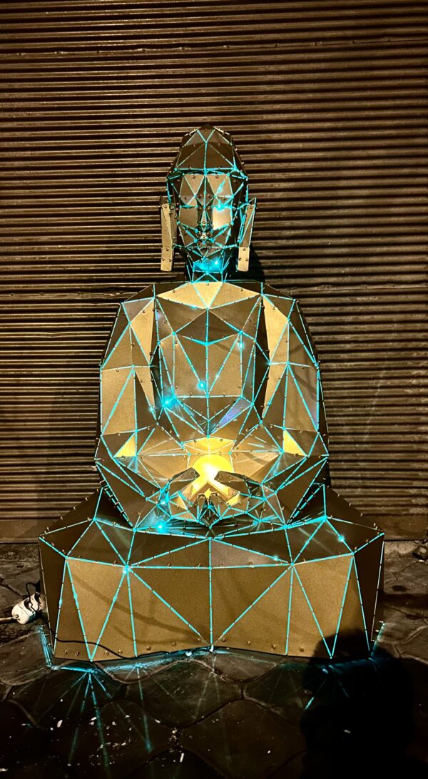 3D Metal Geometrik El Yapımı Buddha Heykeli | ByLamp