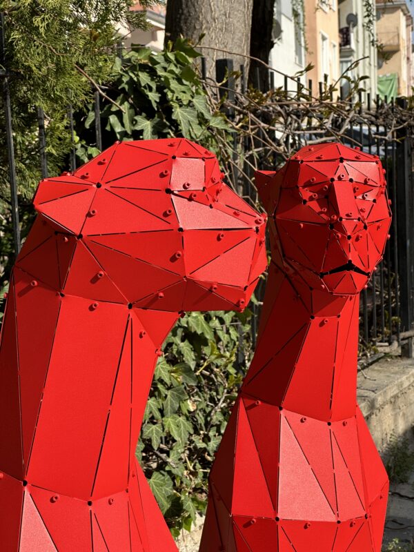 3D Metal Geometrik El Yapımı Cheetah Heykeli | ByLamp