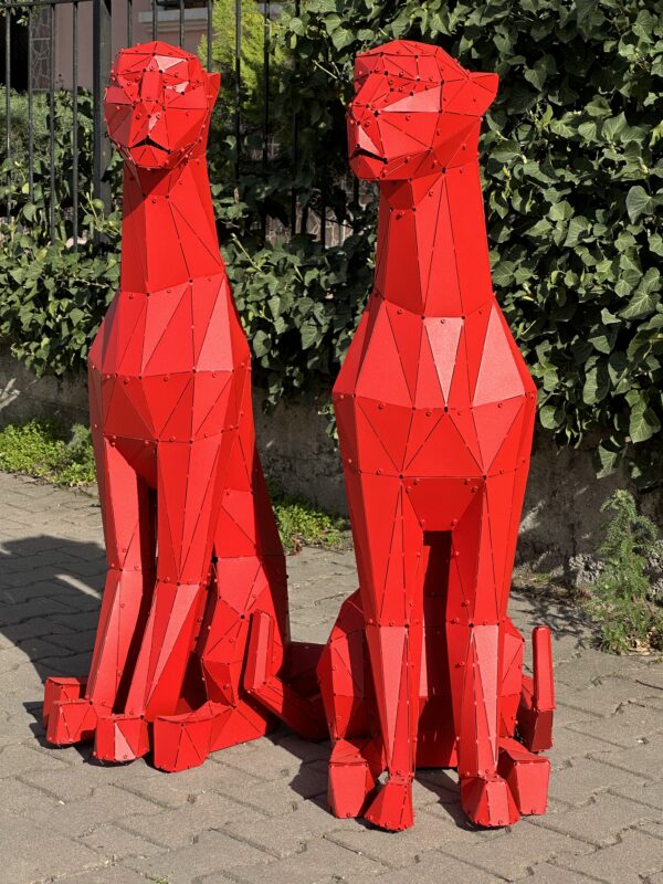 3D Metal Geometrik El Yapımı Cheetah Heykeli | ByLamp