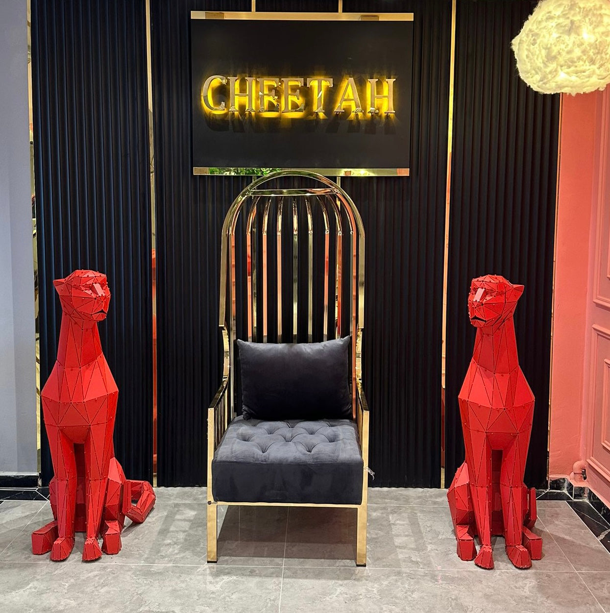 3D Metal Geometrik El Yapımı Cheetah Heykeli | ByLamp