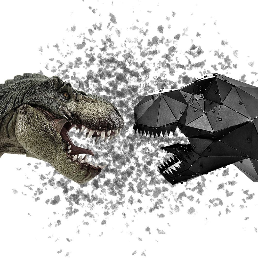 3D Metal Geometrik El Yapımı Dino Heykeli | ByLamp