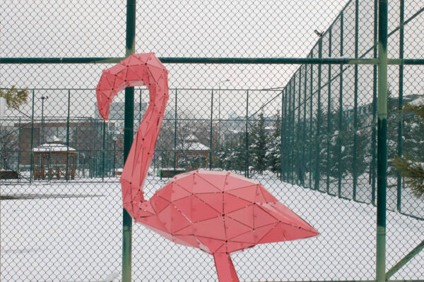 3D Metal Geometrik El Yapımı Flamingo Heykeli | ByLamp