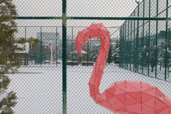 3D Metal Geometrik El Yapımı Flamingo Heykeli | ByLamp