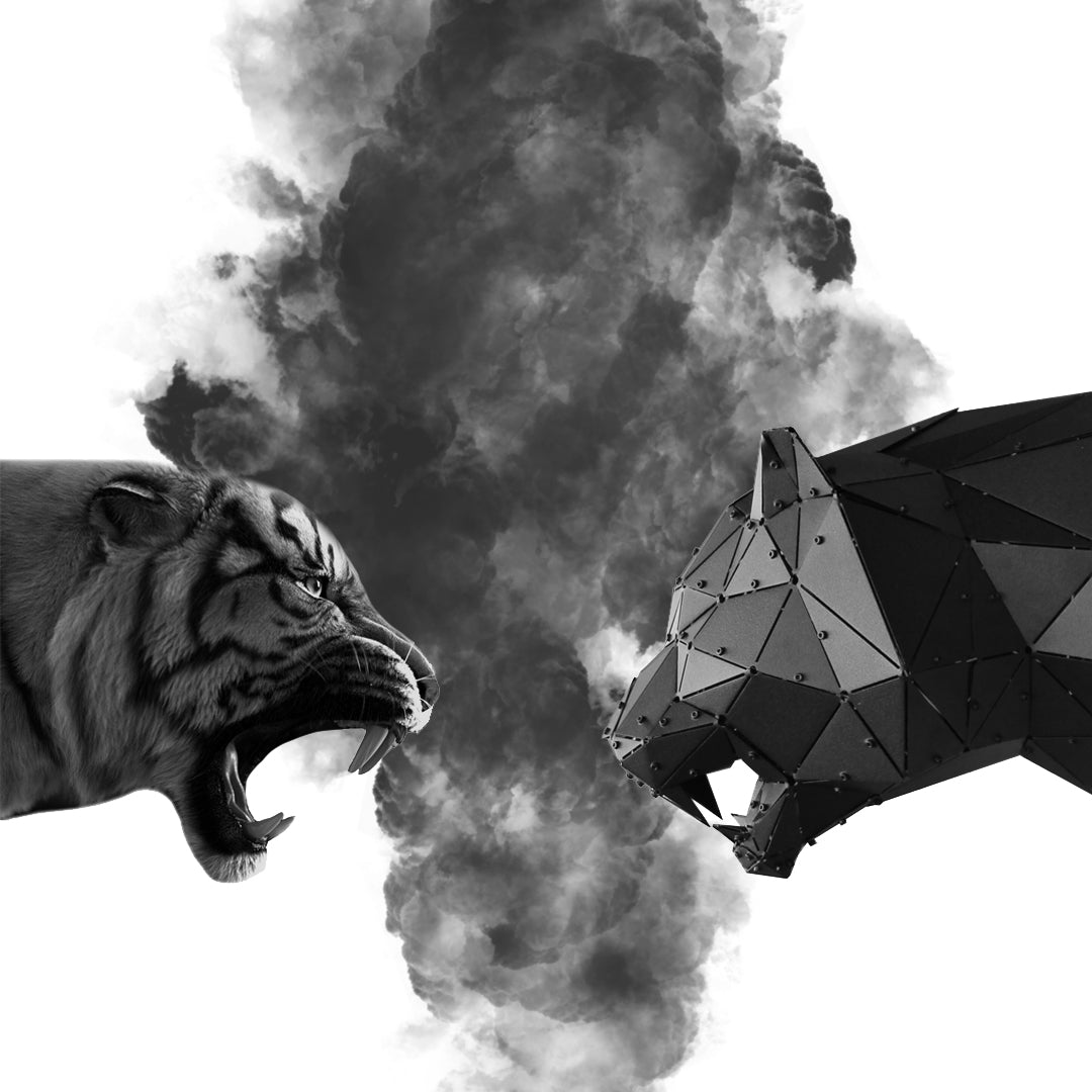 3D Metal Geometrik El Yapımı Kaplan Heykeli | ByLamp