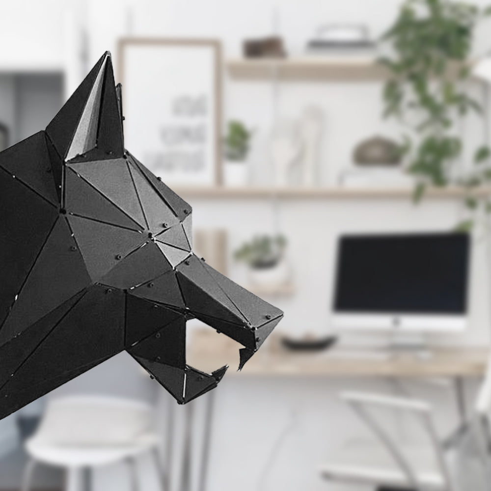 3D Metal Geometrik El Yapımı Kurt Heykeli | ByLamp