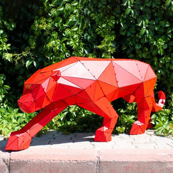 3D Metal Geometrik El Yapımı Panter Heykeli | ByLamp