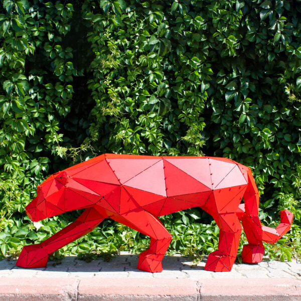 3D Metal Geometrik El Yapımı Panter Heykeli | ByLamp