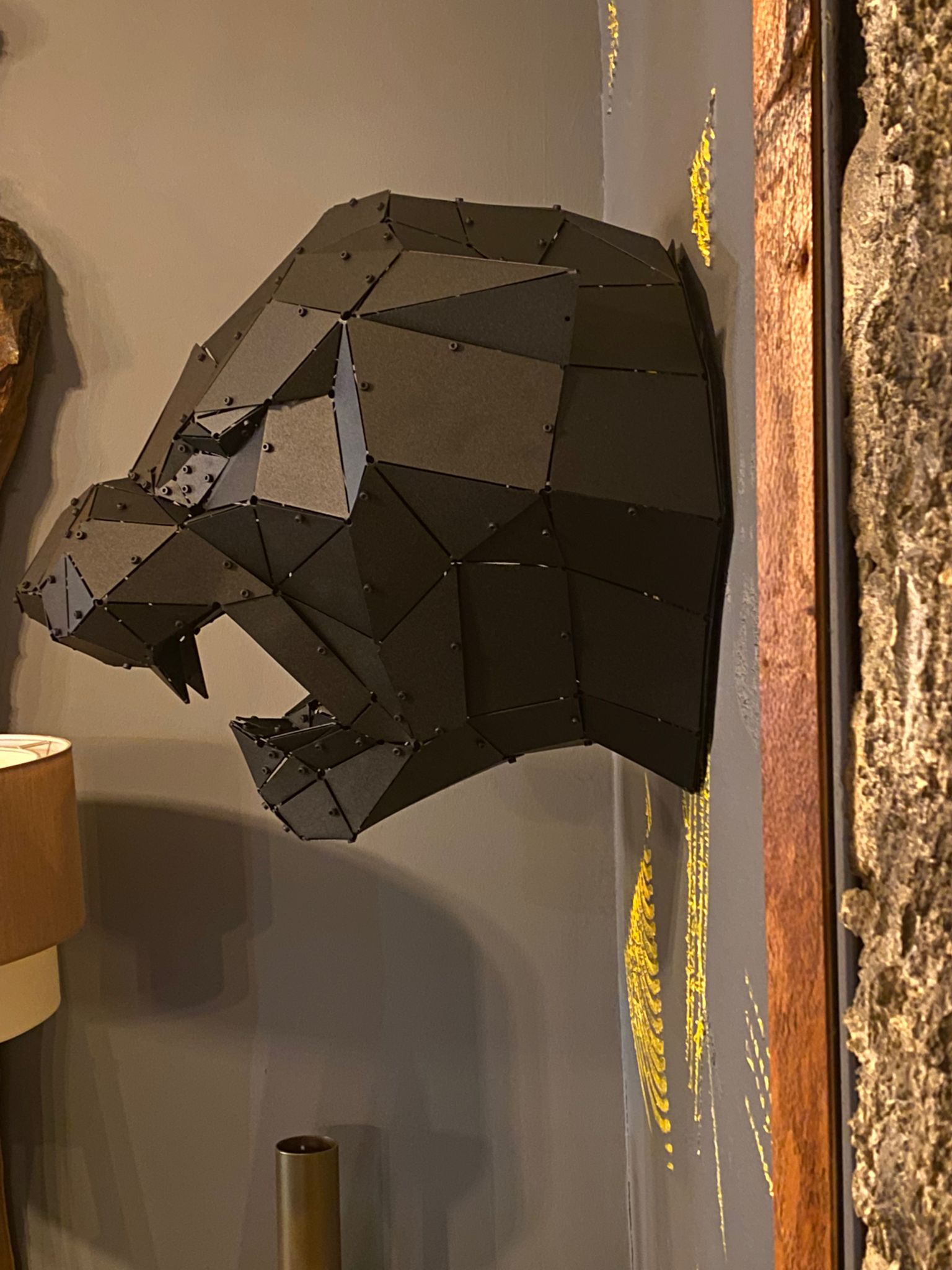 3D Metal Geometrik El Yapımı Pars Heykeli | ByLamp