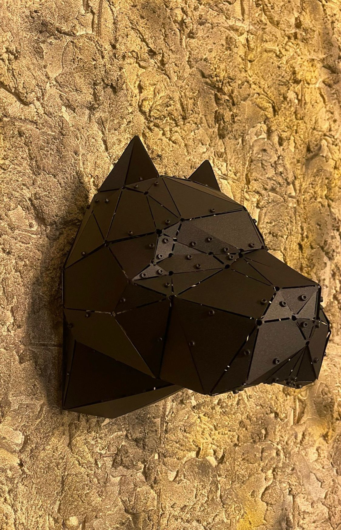 3D Metal Geometrik El Yapımı Pitbull Heykeli | ByLamp