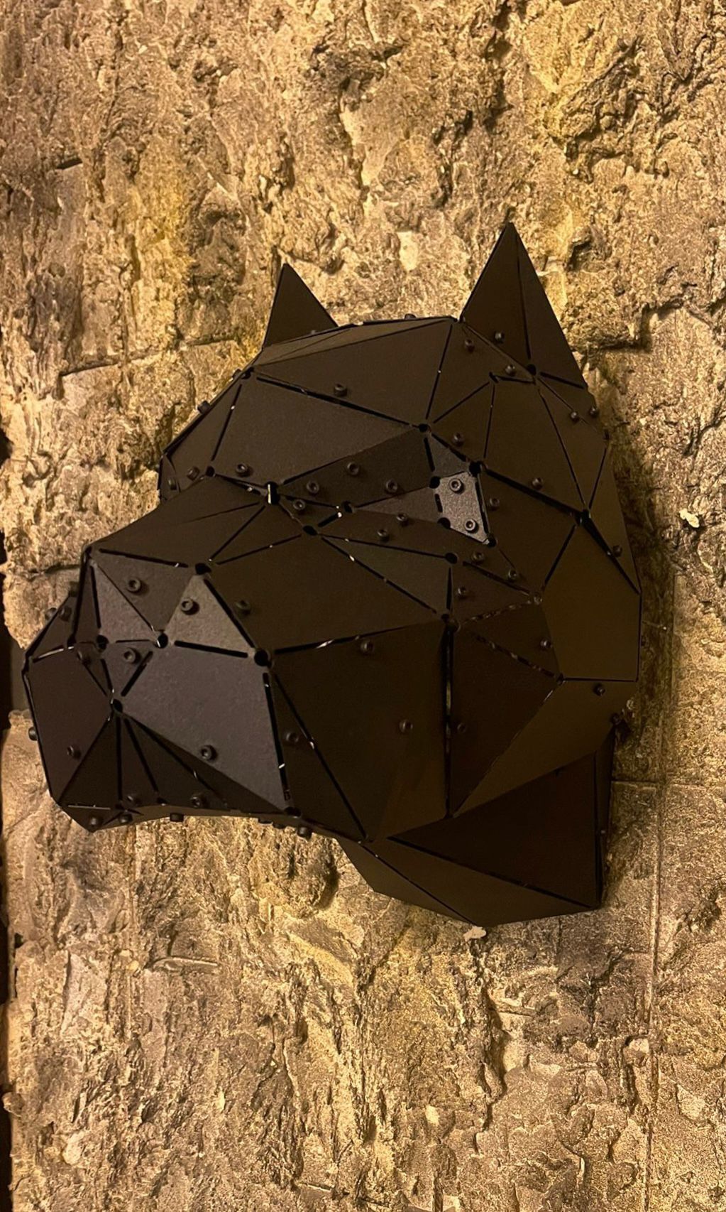 3D Metal Geometrik El Yapımı Pitbull Heykeli | ByLamp