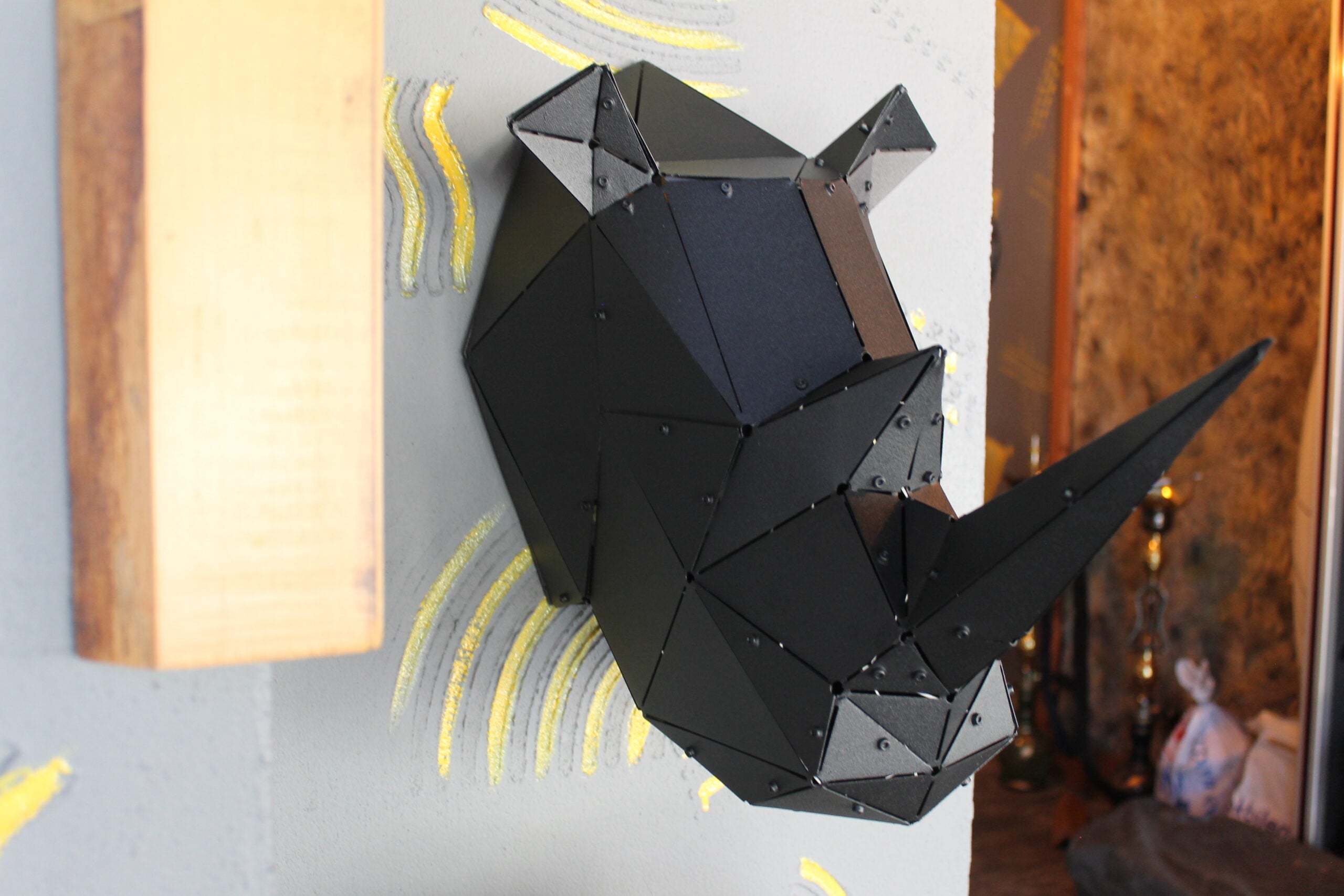 3D Metal Geometrik El Yapımı Rhino Heykeli | ByLamp