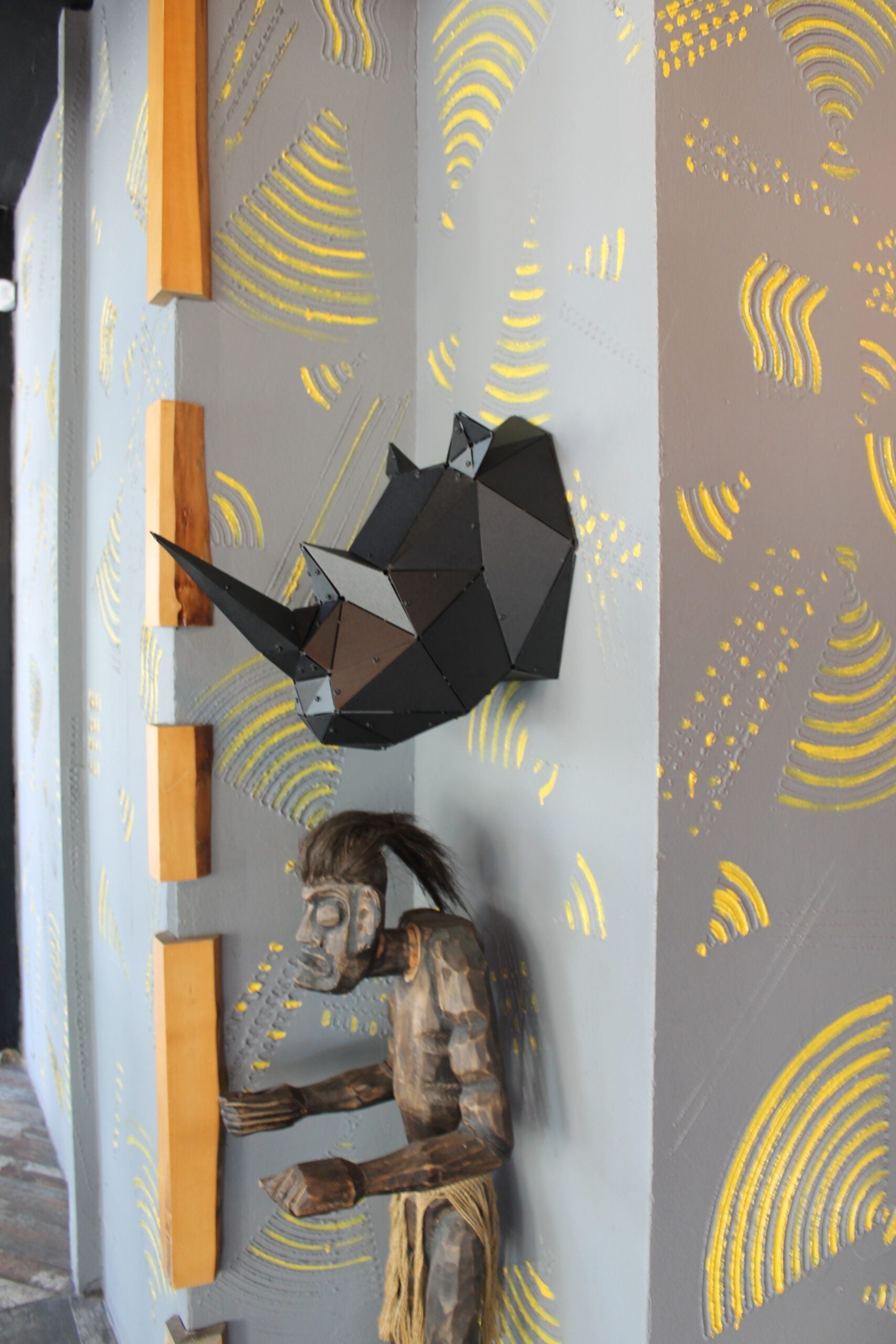 3D Metal Geometrik El Yapımı Rhino Heykeli | ByLamp