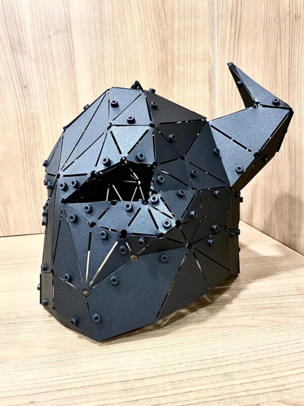 3D Metal Geometrik El Yapımı Skull Helmet Heykeli | ByLamp