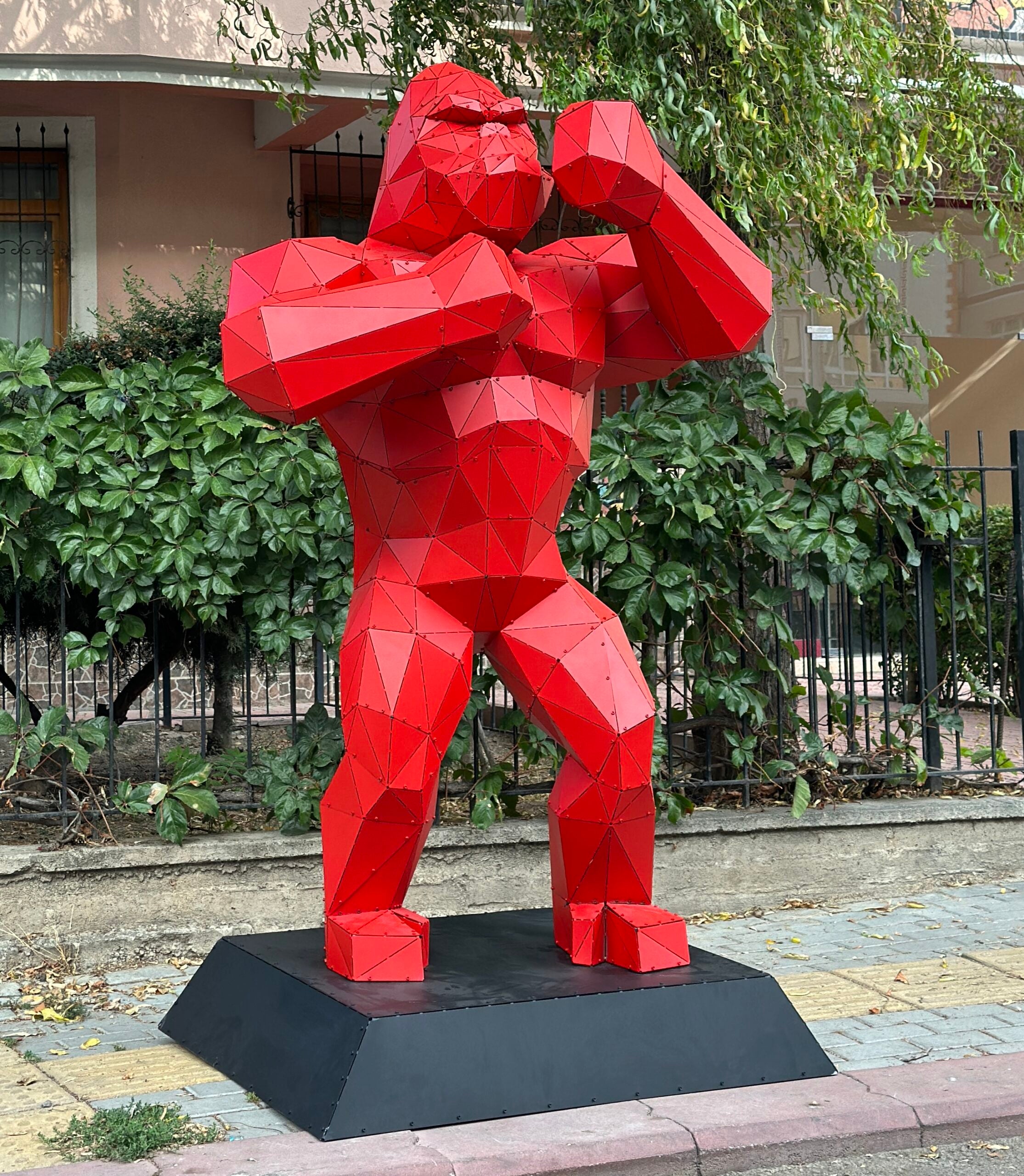 3D Metal Geometrik El Yapımı Standlı KingKong Heykeli | ByLamp