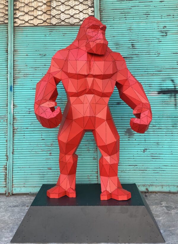 3D Metal Geometrik El Yapımı Tabanlı Kingkong Heykeli | ByLamp