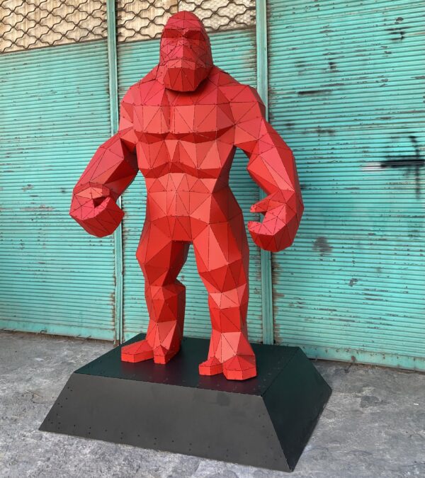 3D Metal Geometrik El Yapımı Tabanlı Kingkong Heykeli | ByLamp