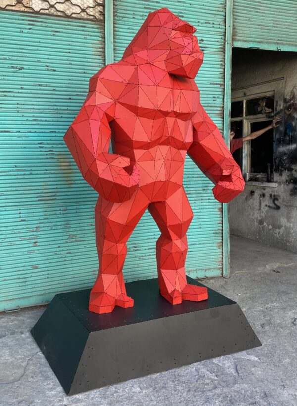 3D Metal Geometrik El Yapımı Tabanlı Kingkong Heykeli | ByLamp