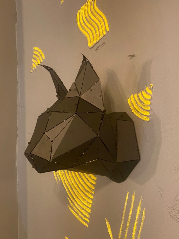 3D Metal Geometrik El Yapımı Vaşak Heykeli | ByLamp