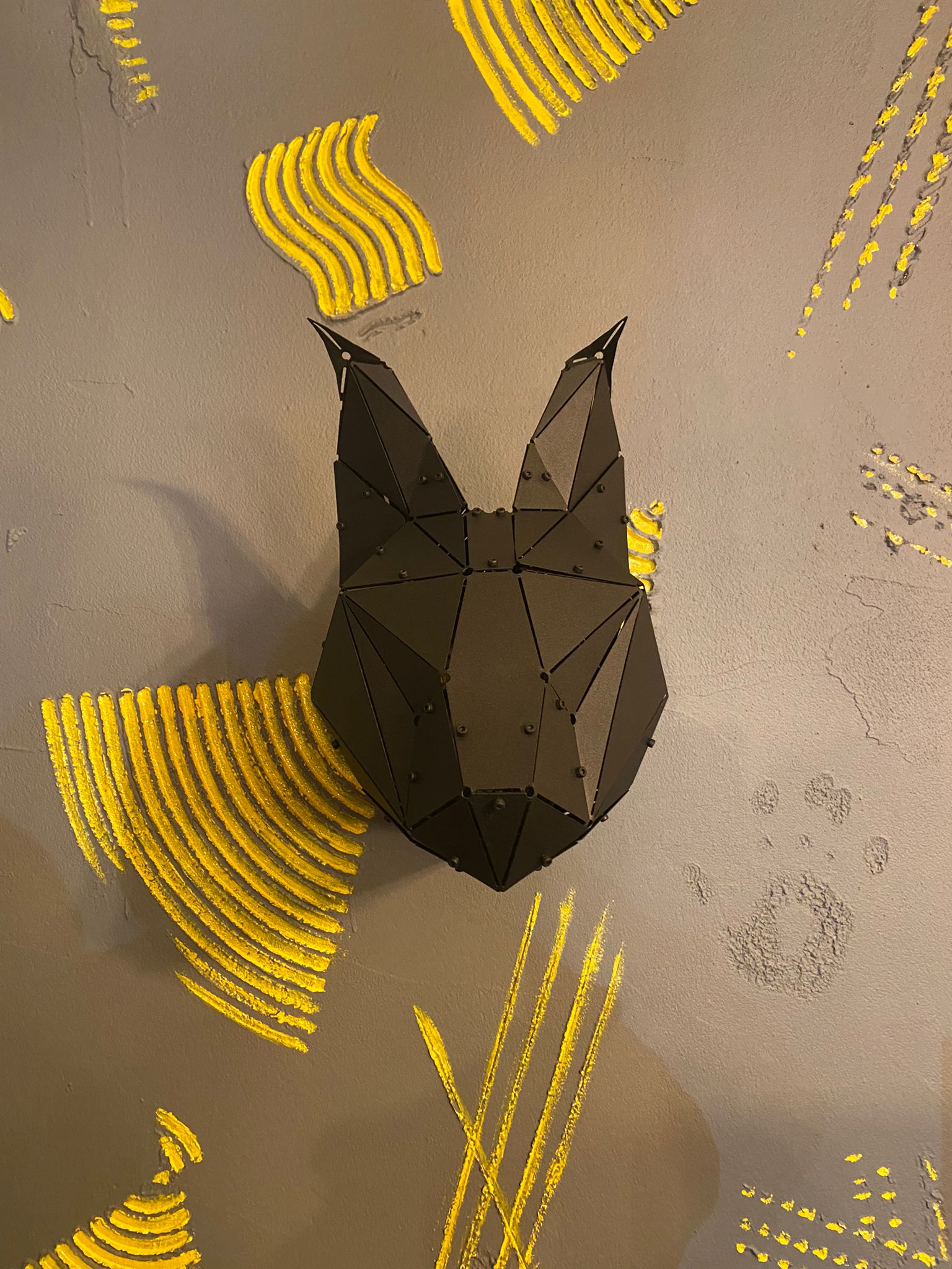 3D Metal Geometrik El Yapımı Vaşak Heykeli | ByLamp