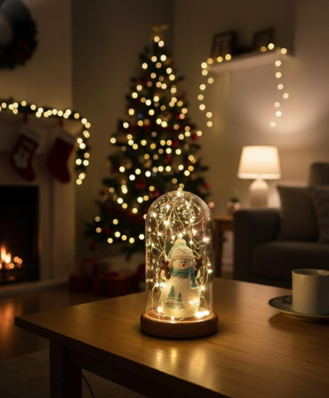 Işıklı Fanus Kardan Adam Figürlü Lamba