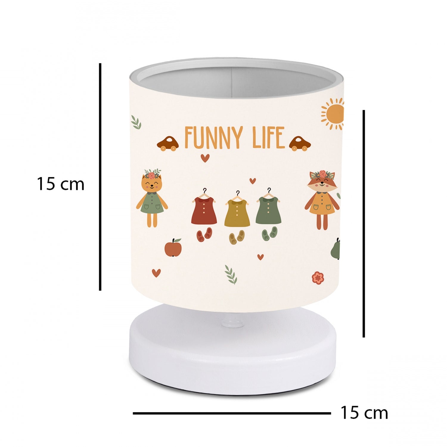 White Body Mini Lampshade Table Lamp Funny Life Fabric | ByLamp