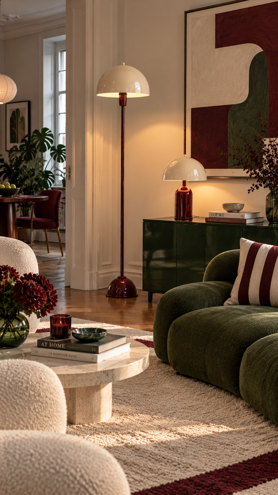 Soho Bordo Krem Metal Lambader| ByLamp