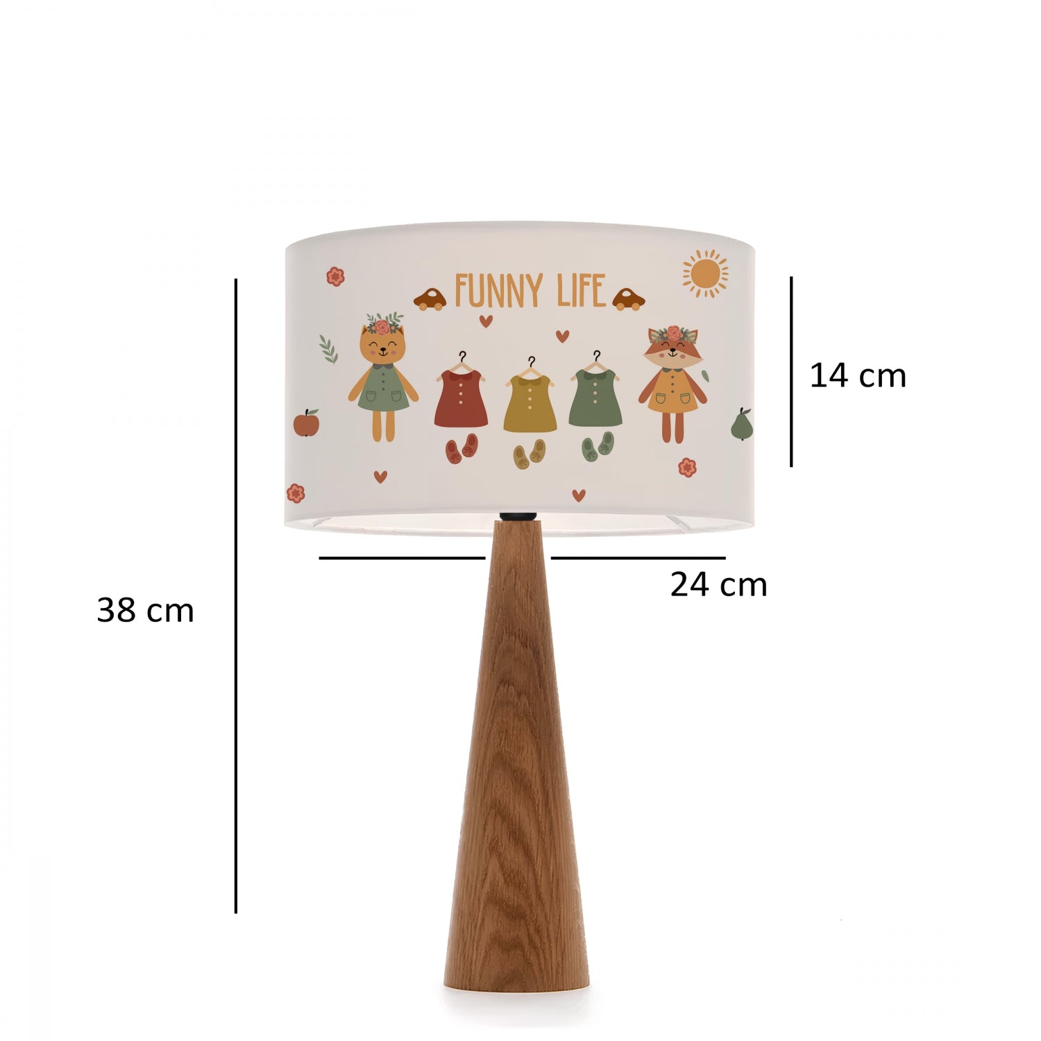 Natural Wood Fabric Printed Children's Room Lampshade | ByLamp
