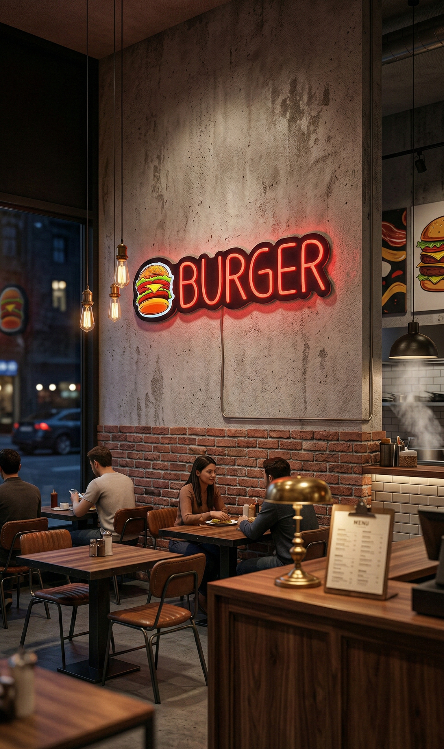 UV Baskılı Burger Neon Lamba | ByLamp