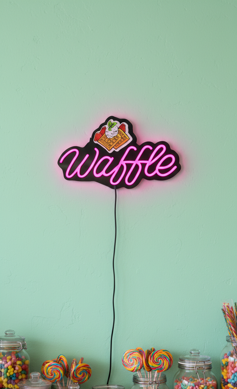 UV Baskılı Waffle Neon Lamba | ByLamp