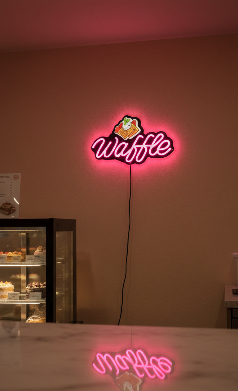 UV Baskılı Waffle Neon Lamba | ByLamp