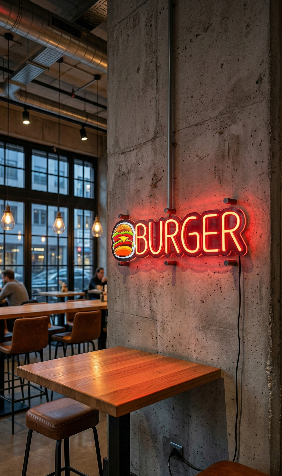 UV Baskılı Burger Neon Lamba | ByLamp