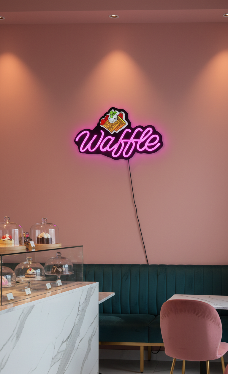 UV Baskılı Waffle Neon Lamba | ByLamp