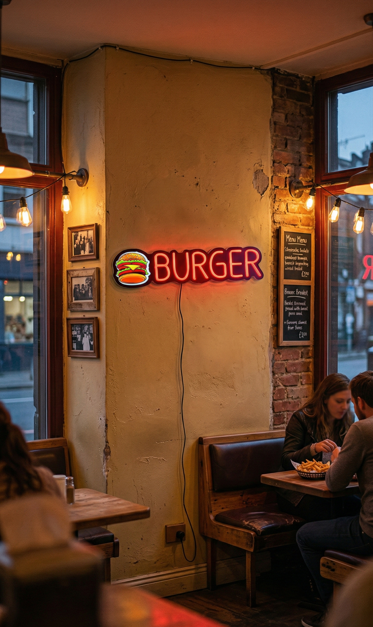 UV Baskılı Burger Neon Lamba | ByLamp