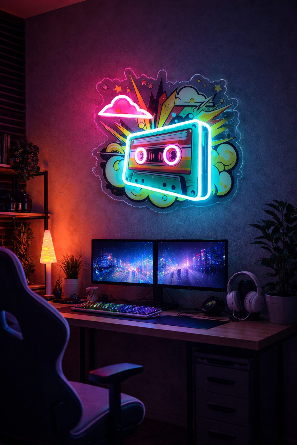 Renkli Kaset Neon Lamba | ByLamp