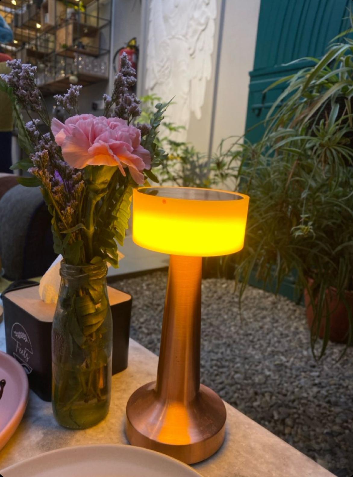 Bronz Masa Lambası Dokunmatik 3 Işık Rengi Dim Edilebilir