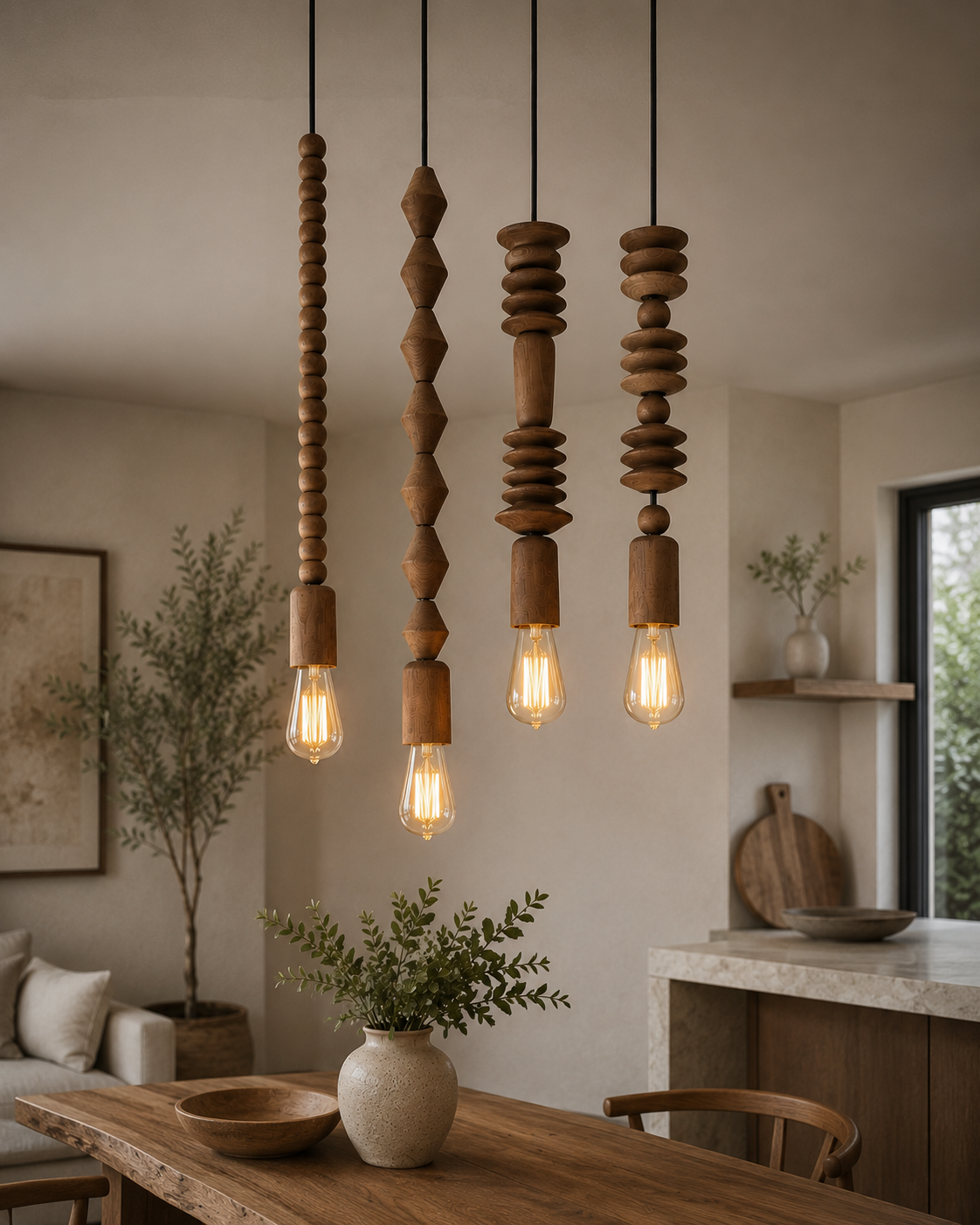 Wooden pendant stalter lighting