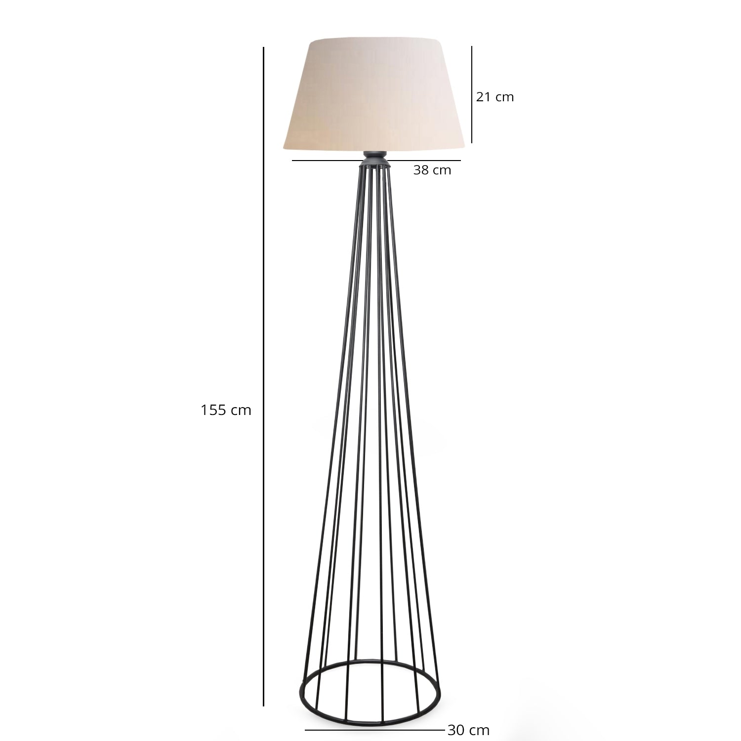Ardenia Krem Konik Başlıklı Metal Lambader | ByLamp