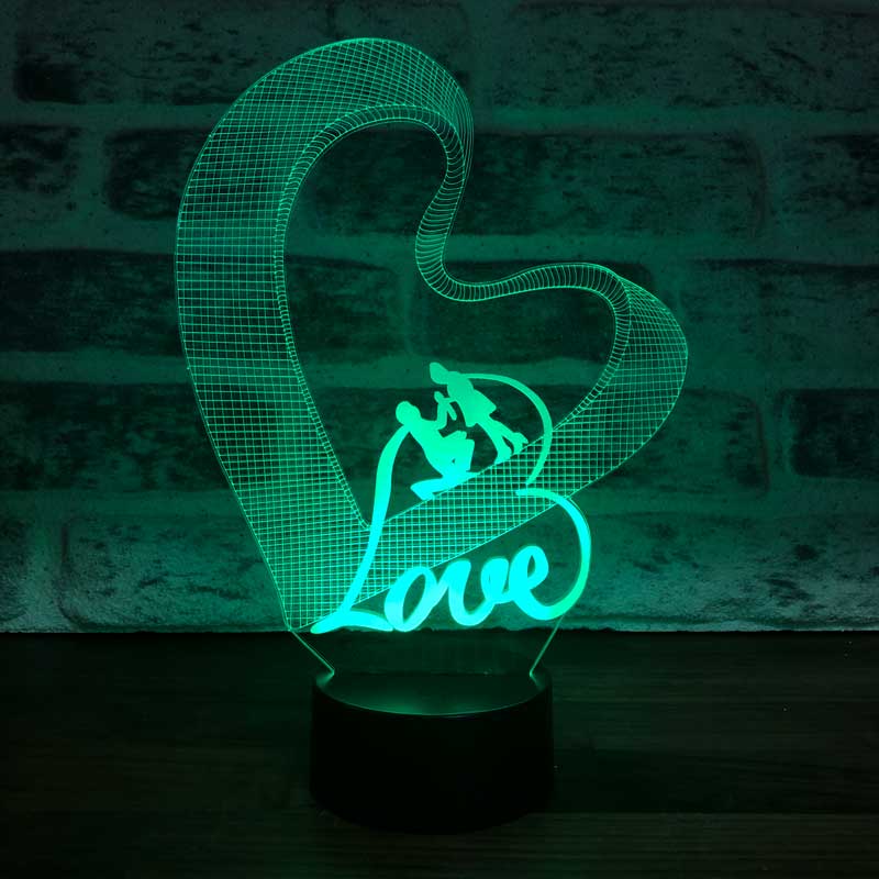 3-D love couple heart gift lamp