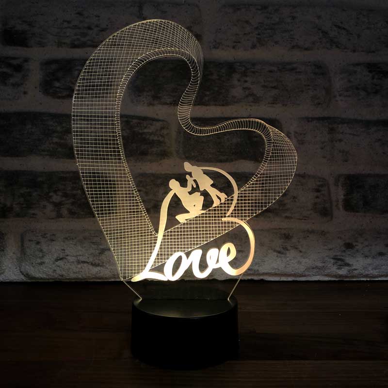 3-D love couple heart gift lamp