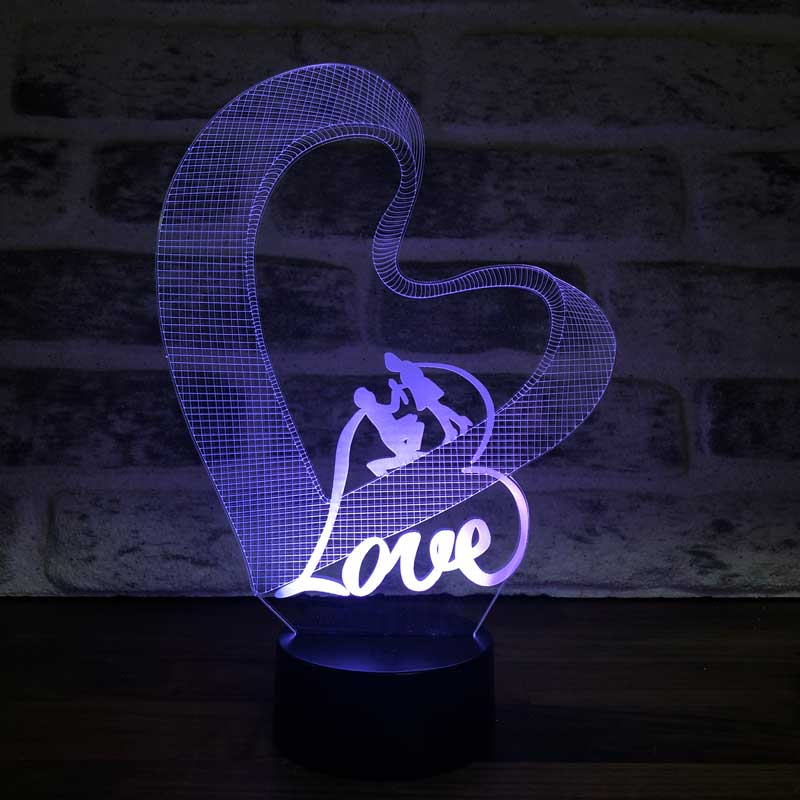 3-D love couple heart gift lamp