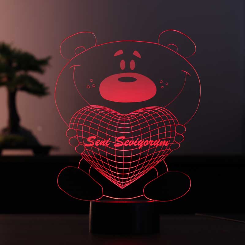 Ayıcık Figürlü Dekoratif Hediye Led Masa Lambası | BYLAMP