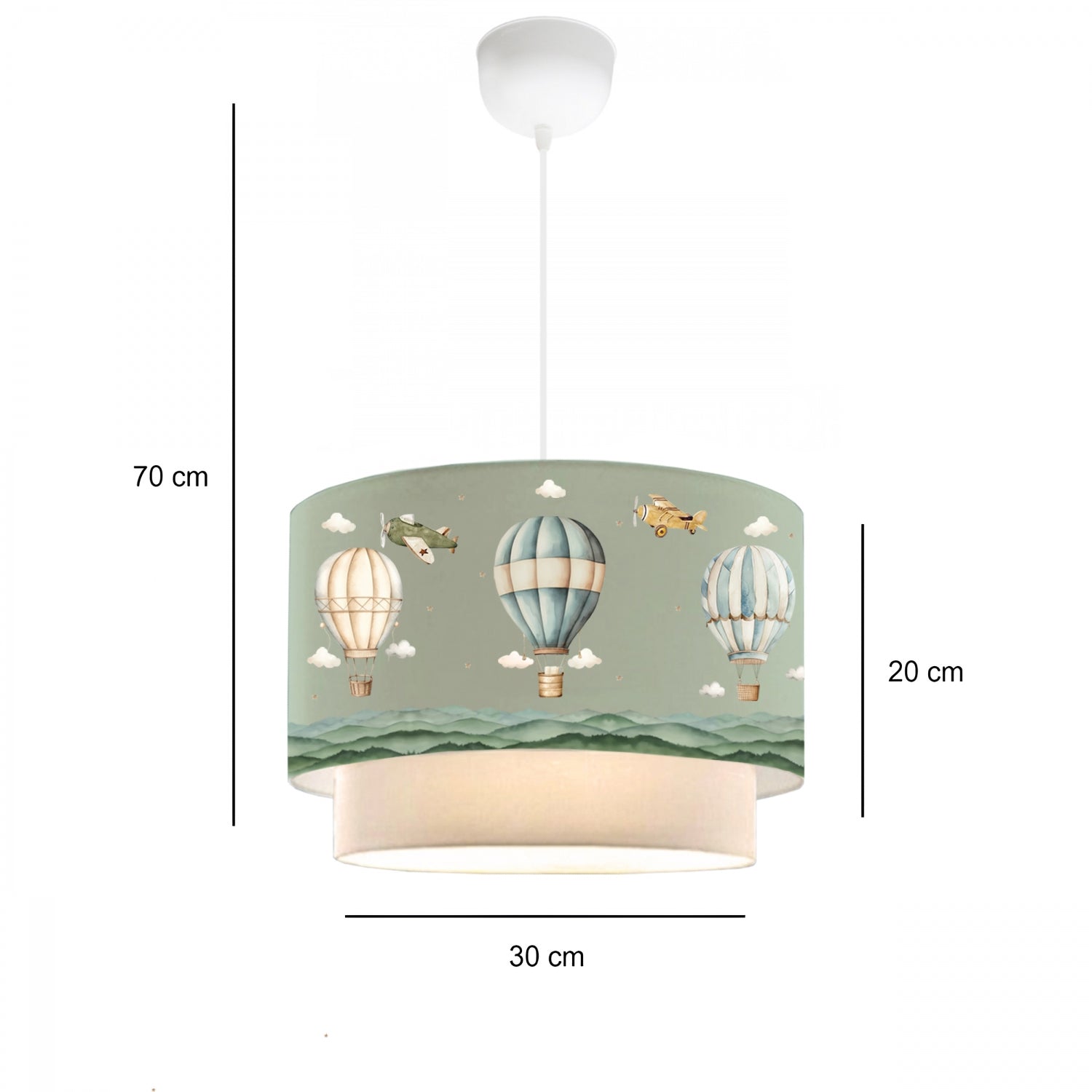 Sıcak Hava Balonlu Çocuk Odası Pastel Yeşil Sarkıt | ByLamp